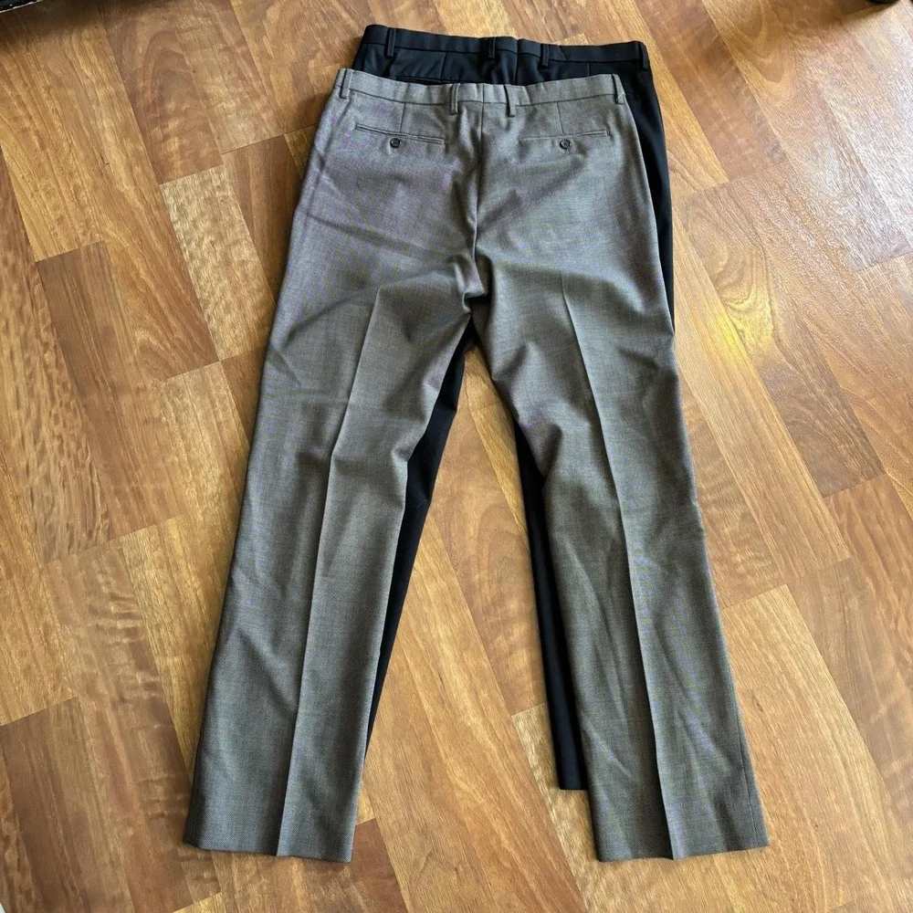 Banana Republic Pants LOT OF 2 Mens 34x34 Black Gray Slim Fit Flat Front Dress